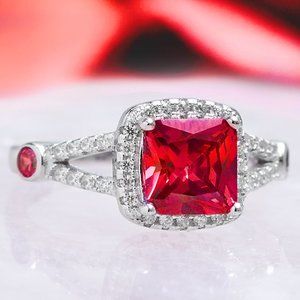 Red Ruby Gemstone ring, size 7, 925 Sterling Silver Charmed Aroma